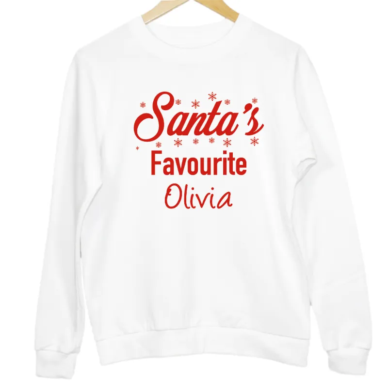 Personalised Santa's Favourite Snowflakes Graphic Kid's Sweatshirt