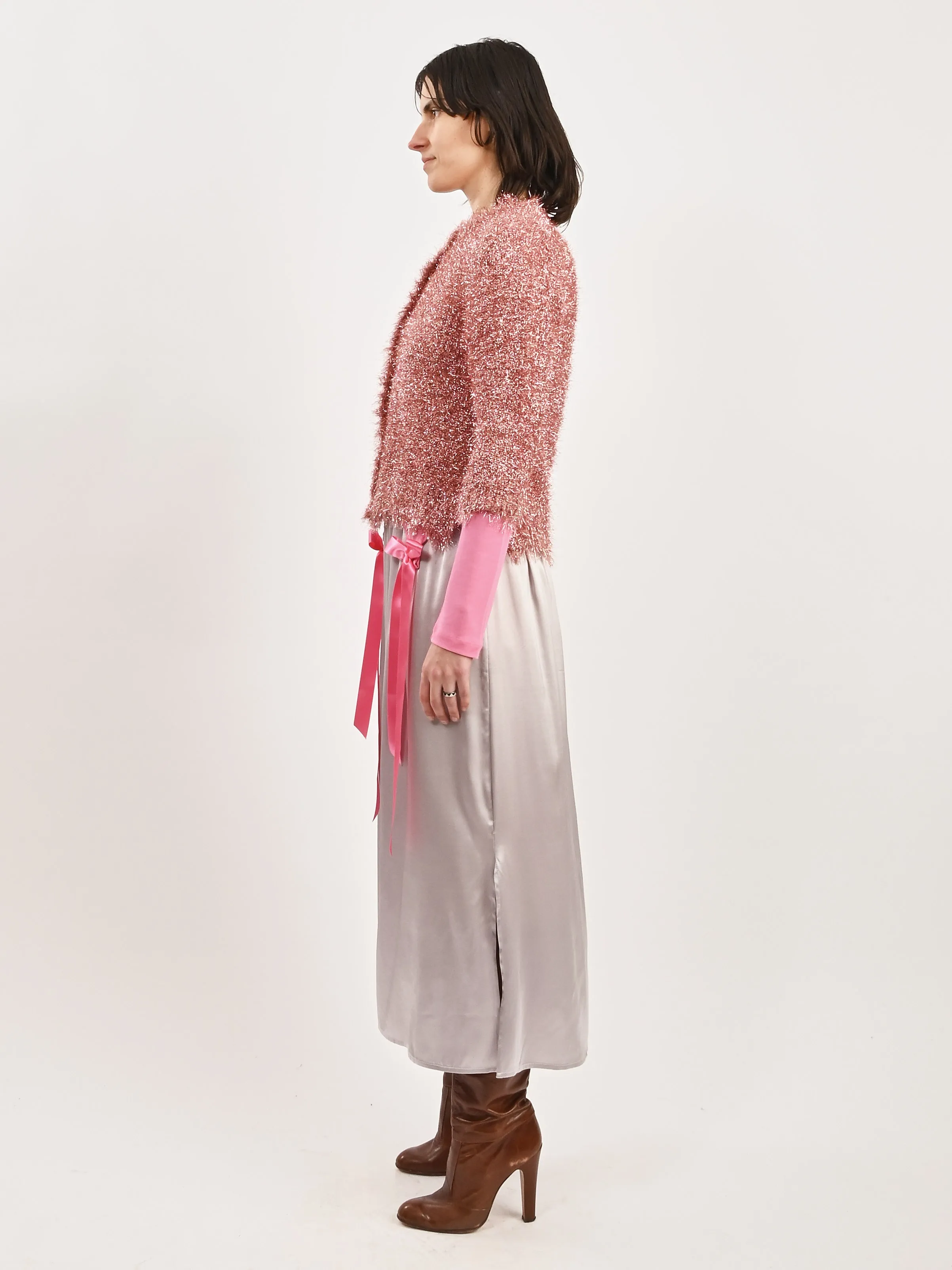 Pink Tinsel Knit Sweater Jacket