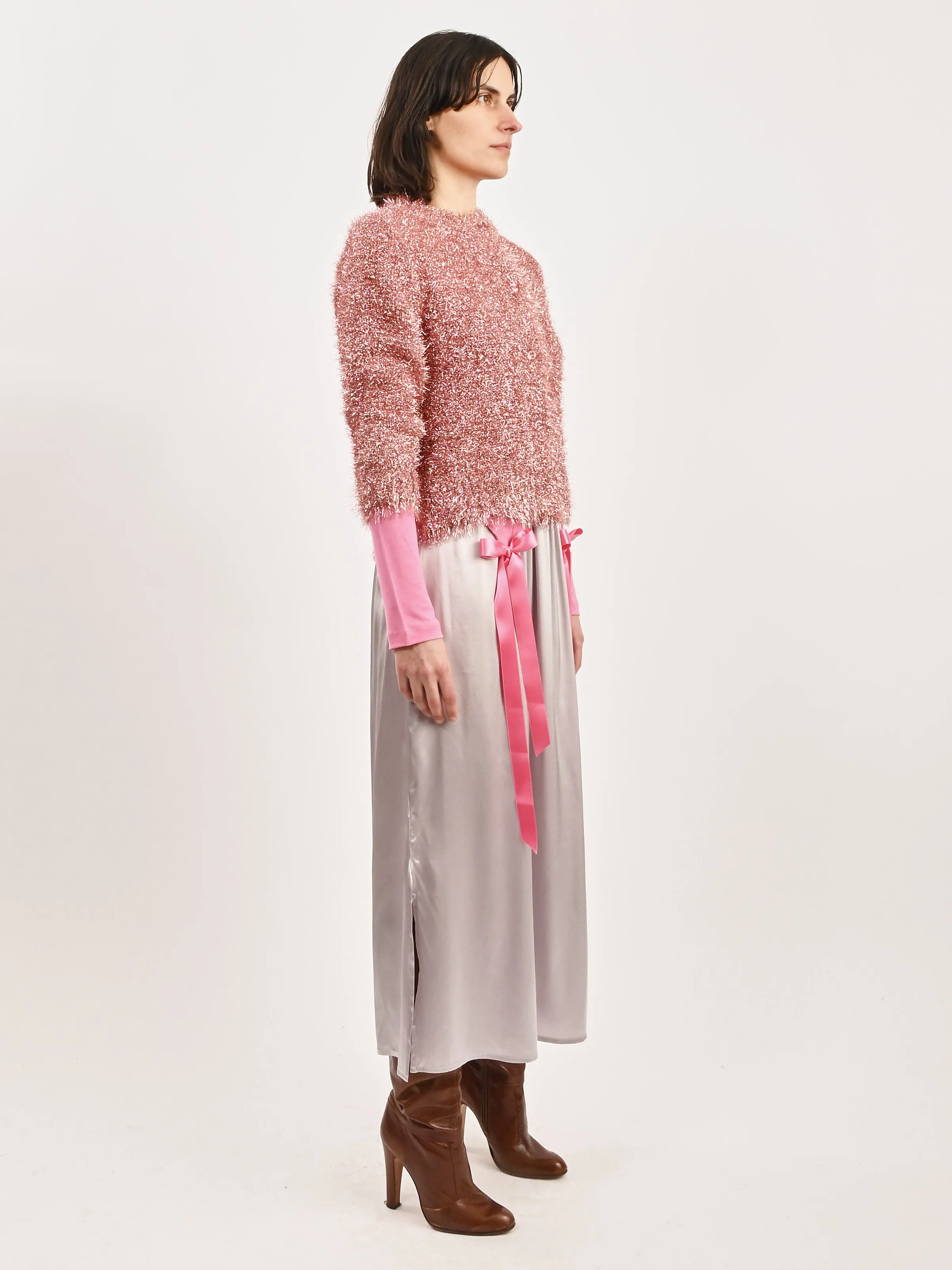 Pink Tinsel Knit Sweater Jacket