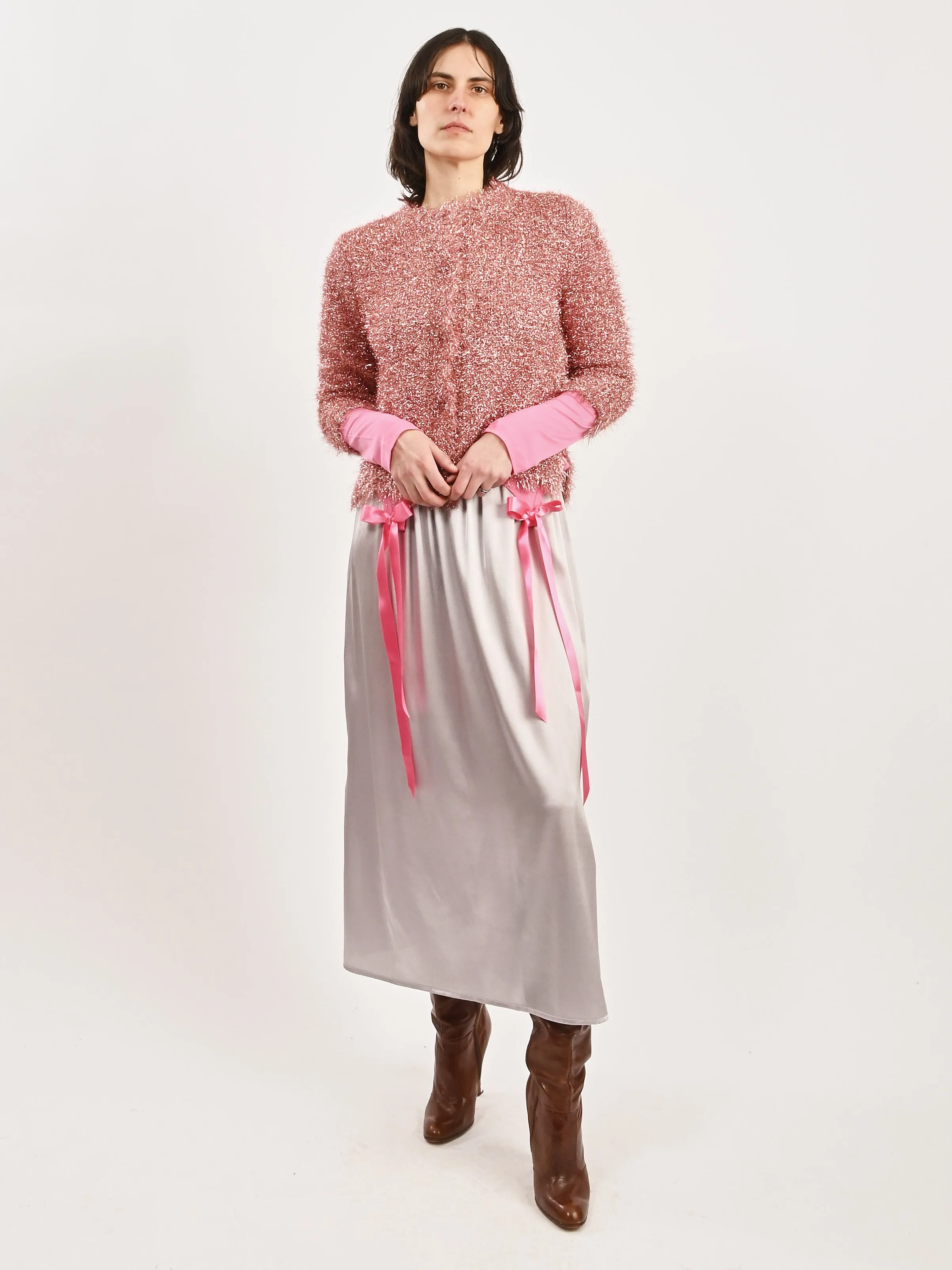 Pink Tinsel Knit Sweater Jacket