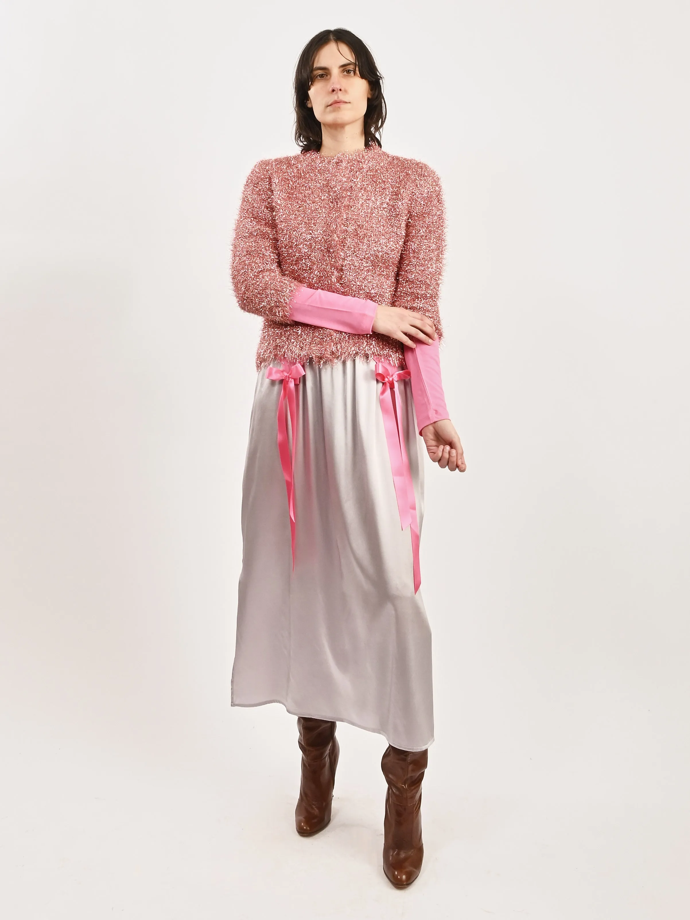 Pink Tinsel Knit Sweater Jacket