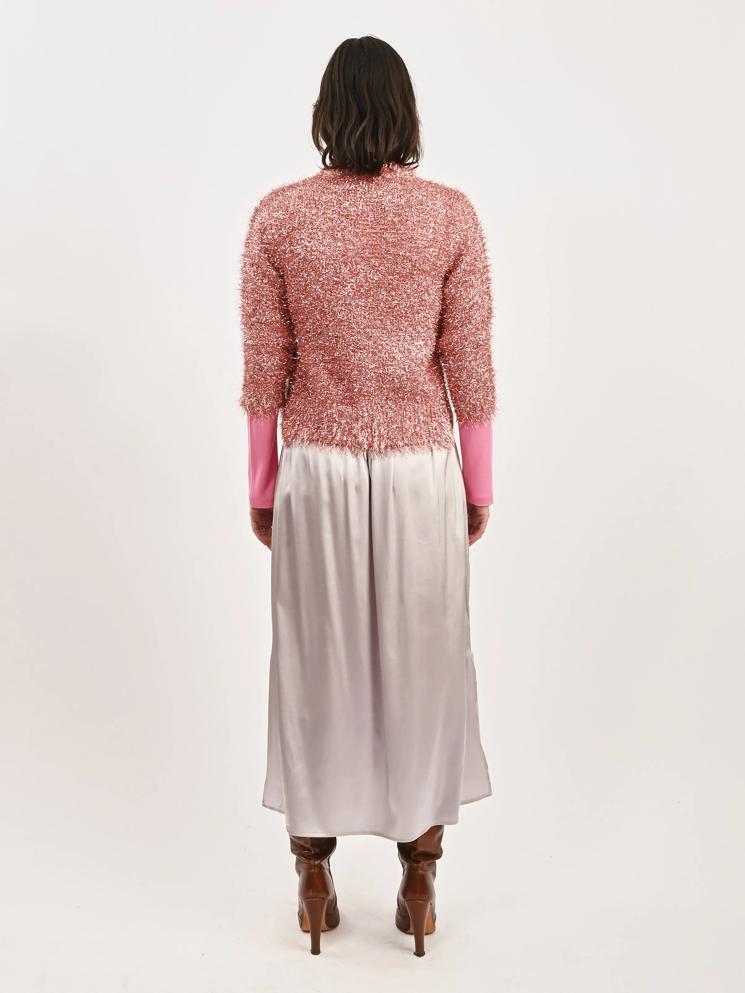 Pink Tinsel Knit Sweater Jacket