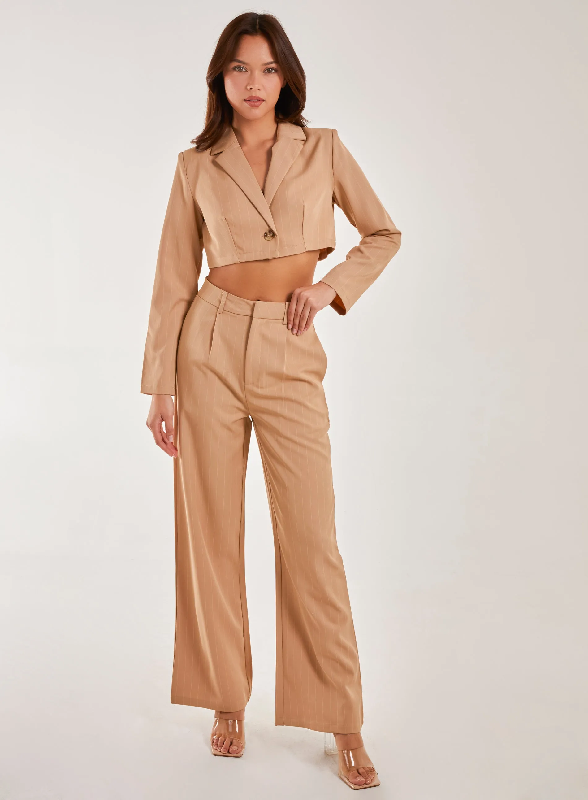 Pinstripe Wide Leg Trousers