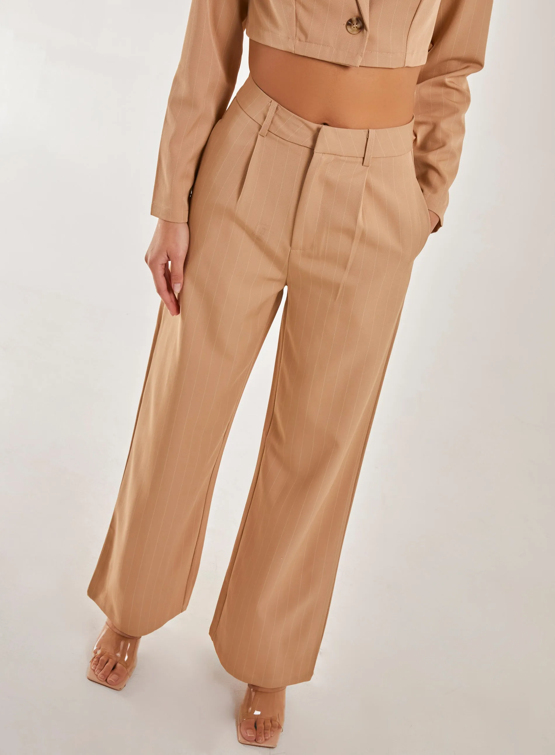 Pinstripe Wide Leg Trousers