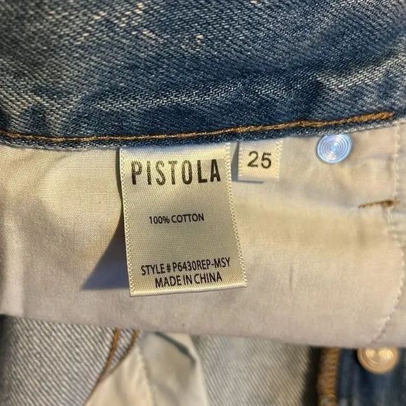 Pistola Keaton Buttonfly High Waist Distressed Jeans “Morning Sky” Blue |Size 25
