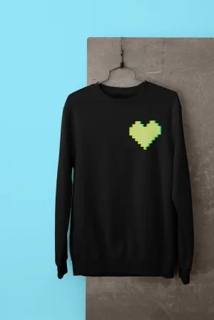 Pixel Heart (Neon Green) - Heavy Blend Crewneck Sweatshirt