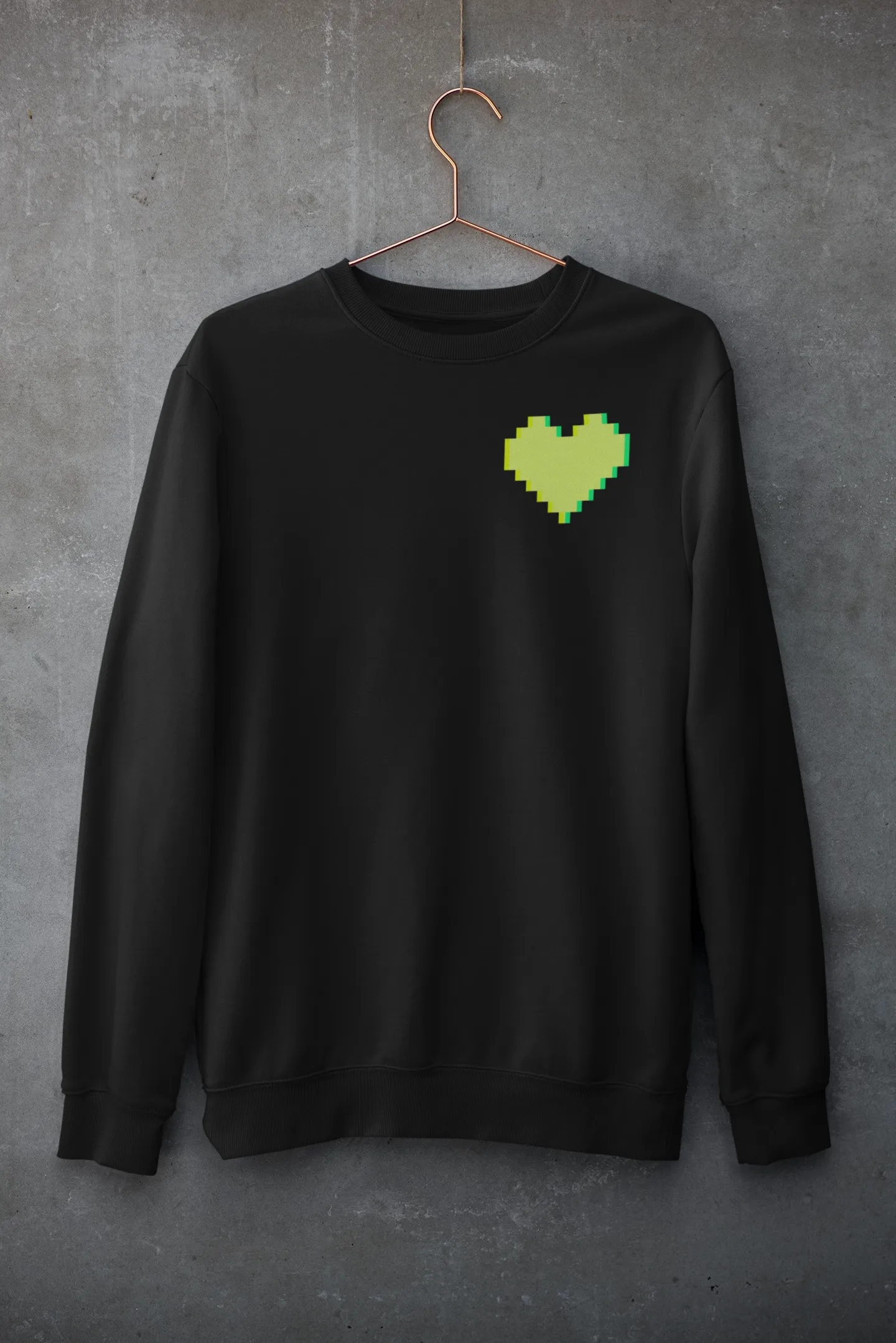 Pixel Heart (Neon Green) - Heavy Blend Crewneck Sweatshirt
