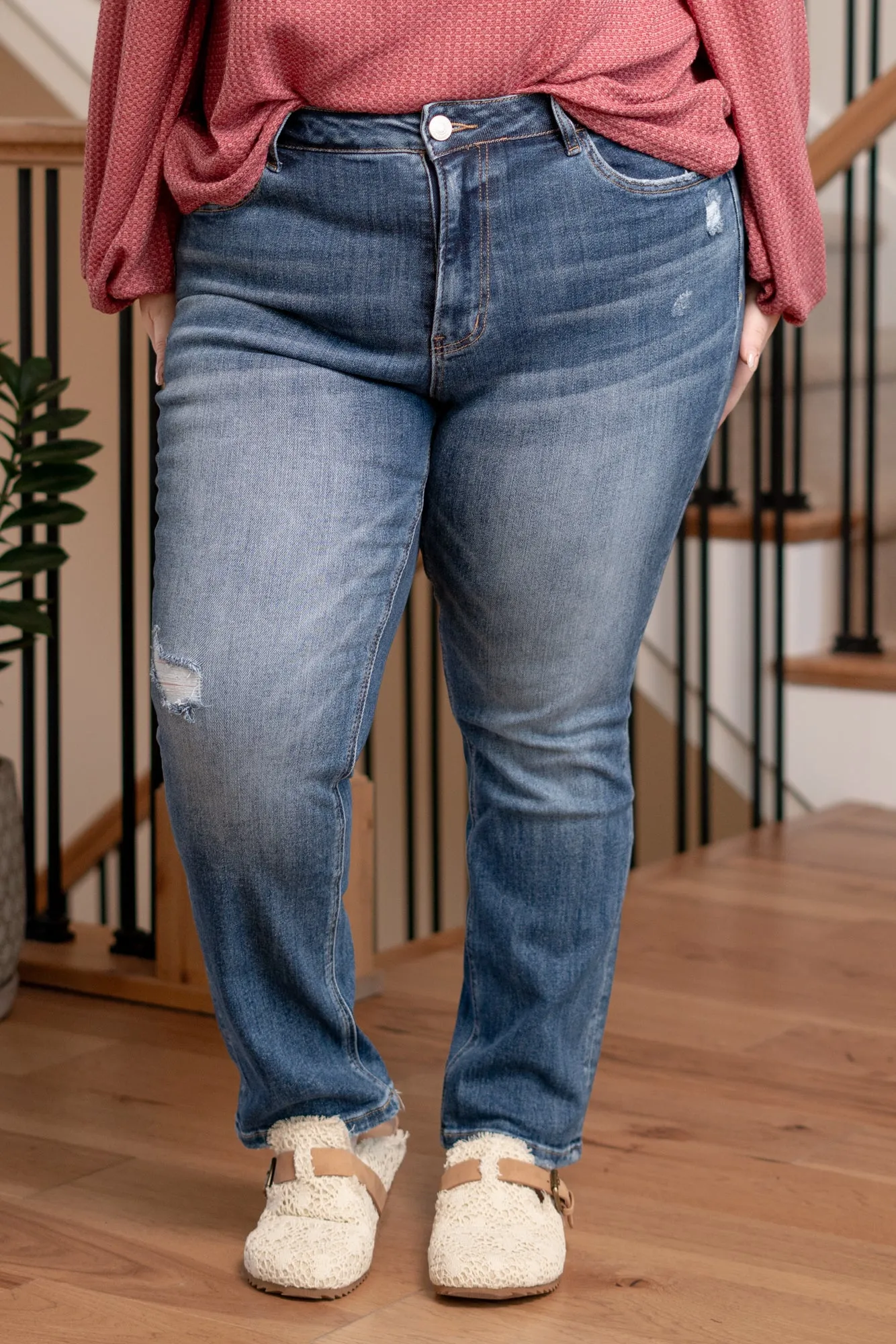 Plus Size Readable Mid Rise Crop Slim Straight