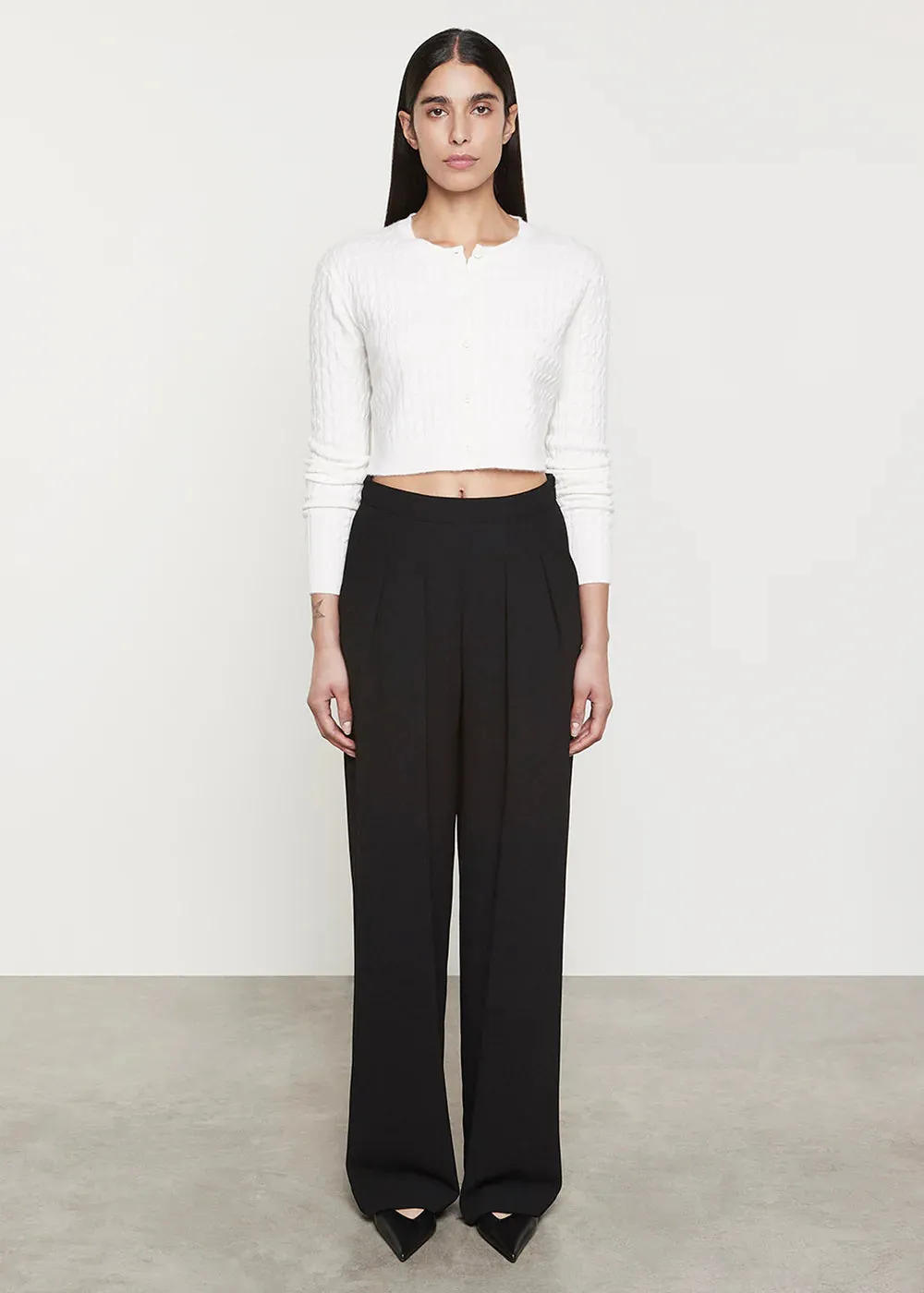 Powder Cashmere Cable Knitted Cardigan