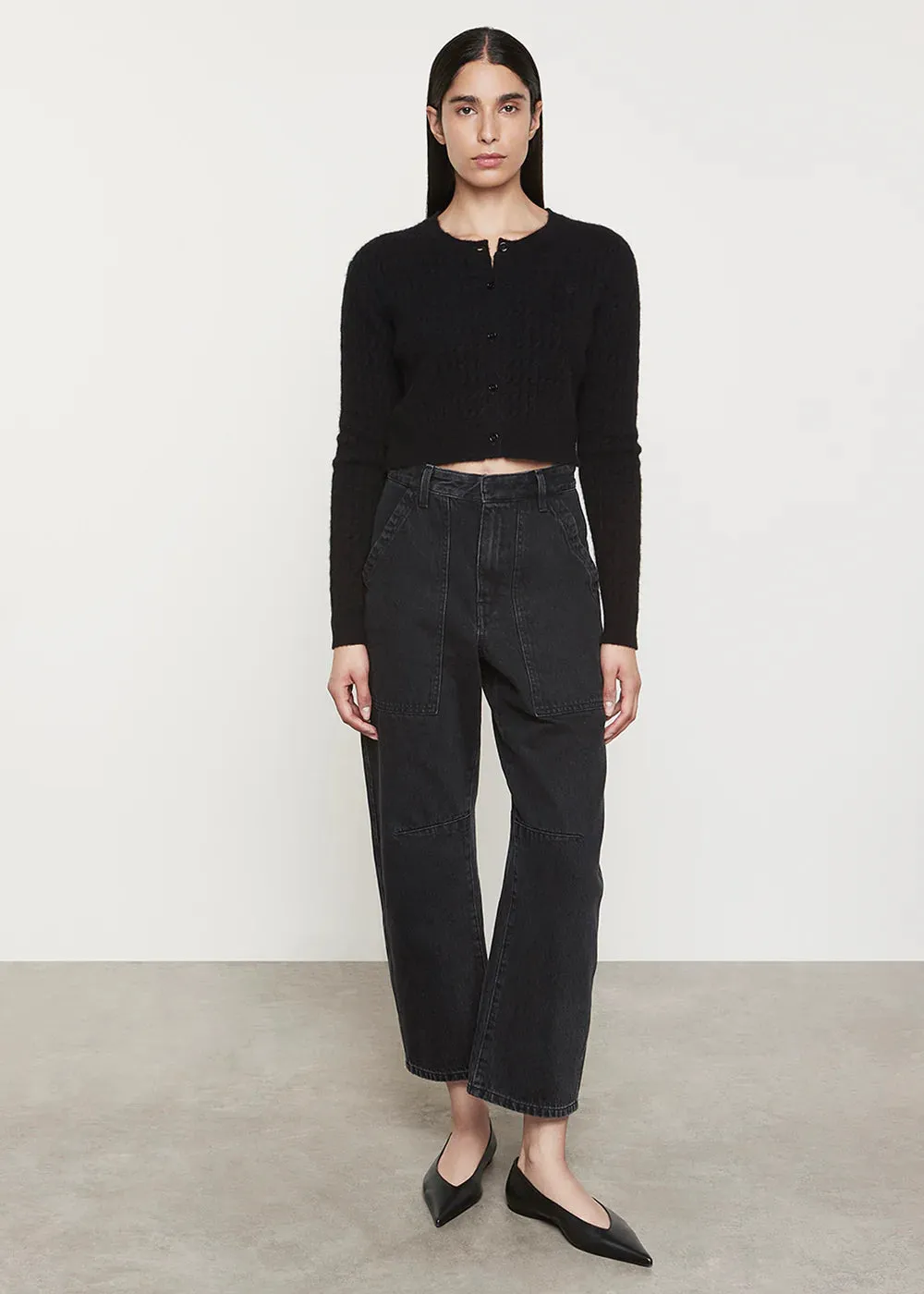 Powder Cashmere Cable Knitted Cardigan