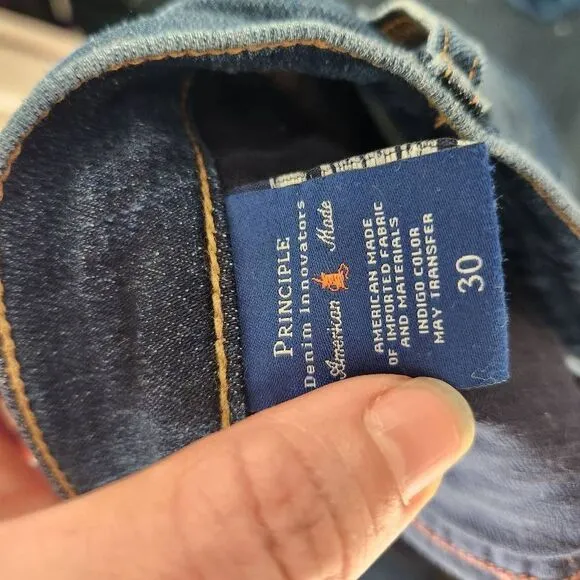 Principle Ultra Dark Wash Mid Rise Straight Leg Stretch Denim Jeans Blue Size 30
