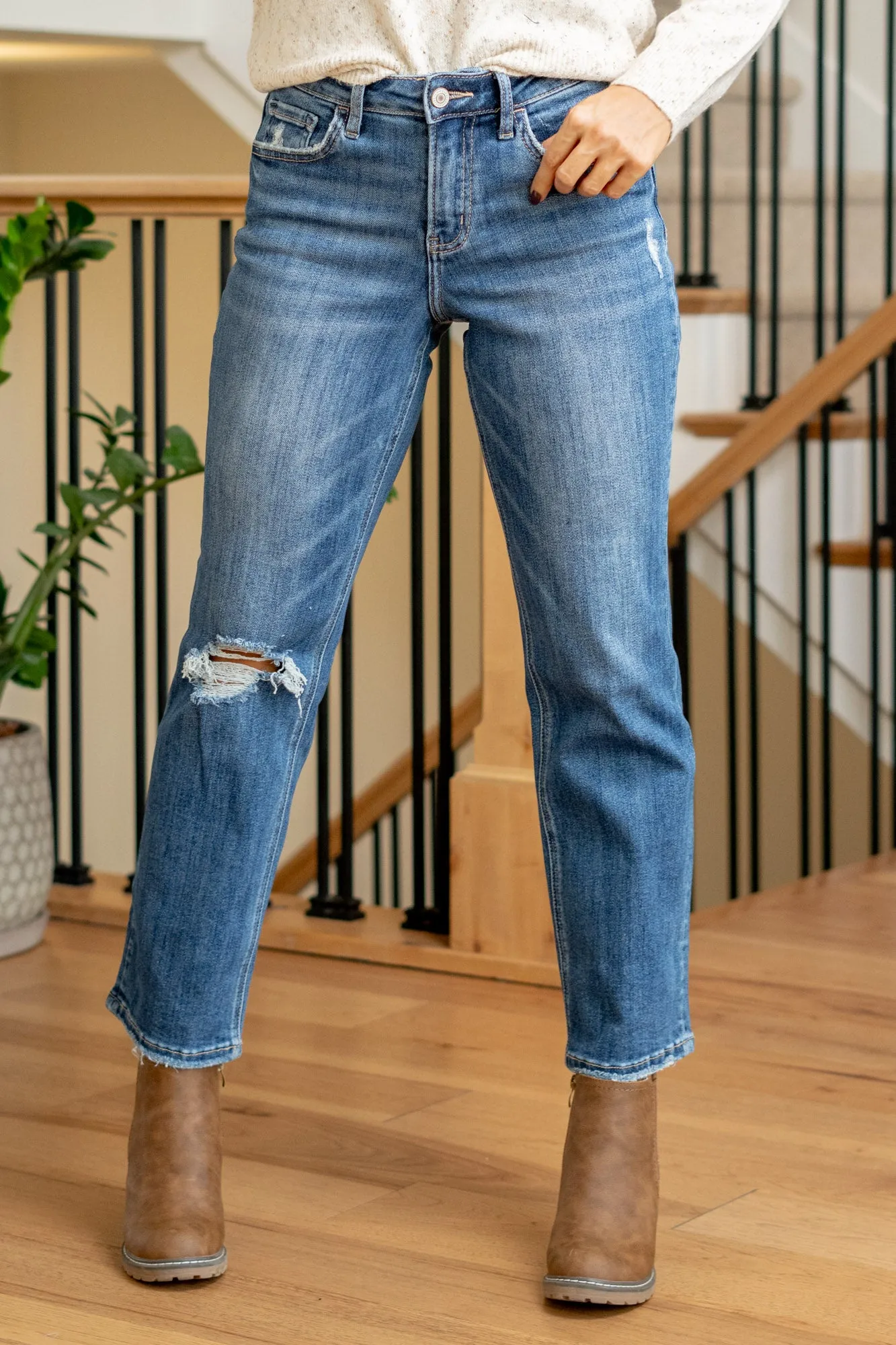 Prominent High Rise Ankle Straight Leg