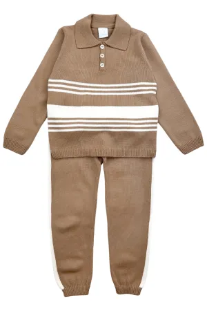 "Theodore" Caramel Brown Stripe Tracksuit