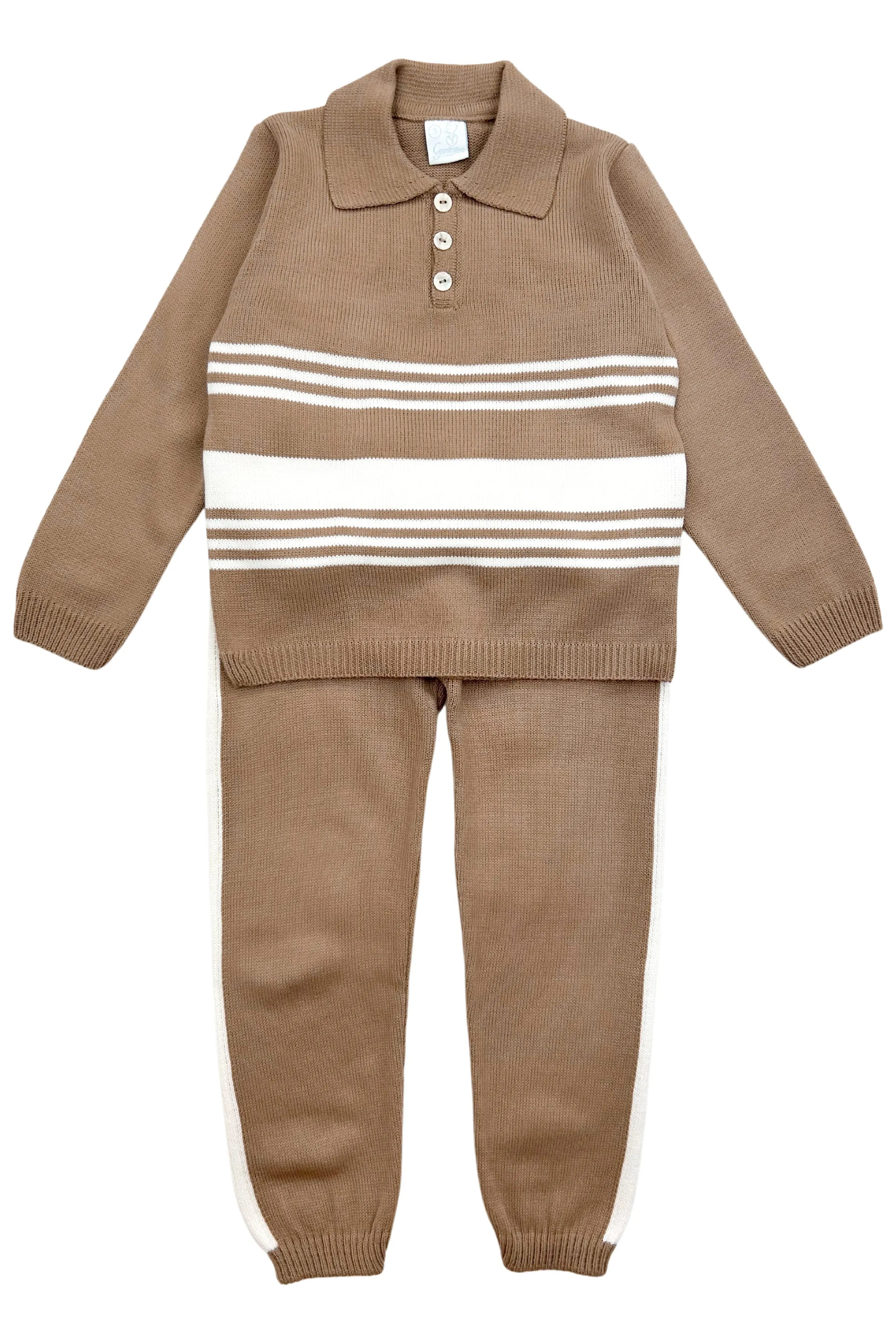 "Theodore" Caramel Brown Stripe Tracksuit