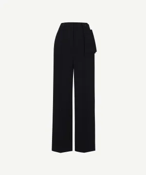 [Restocked] Black buttoned waist pouch trousers