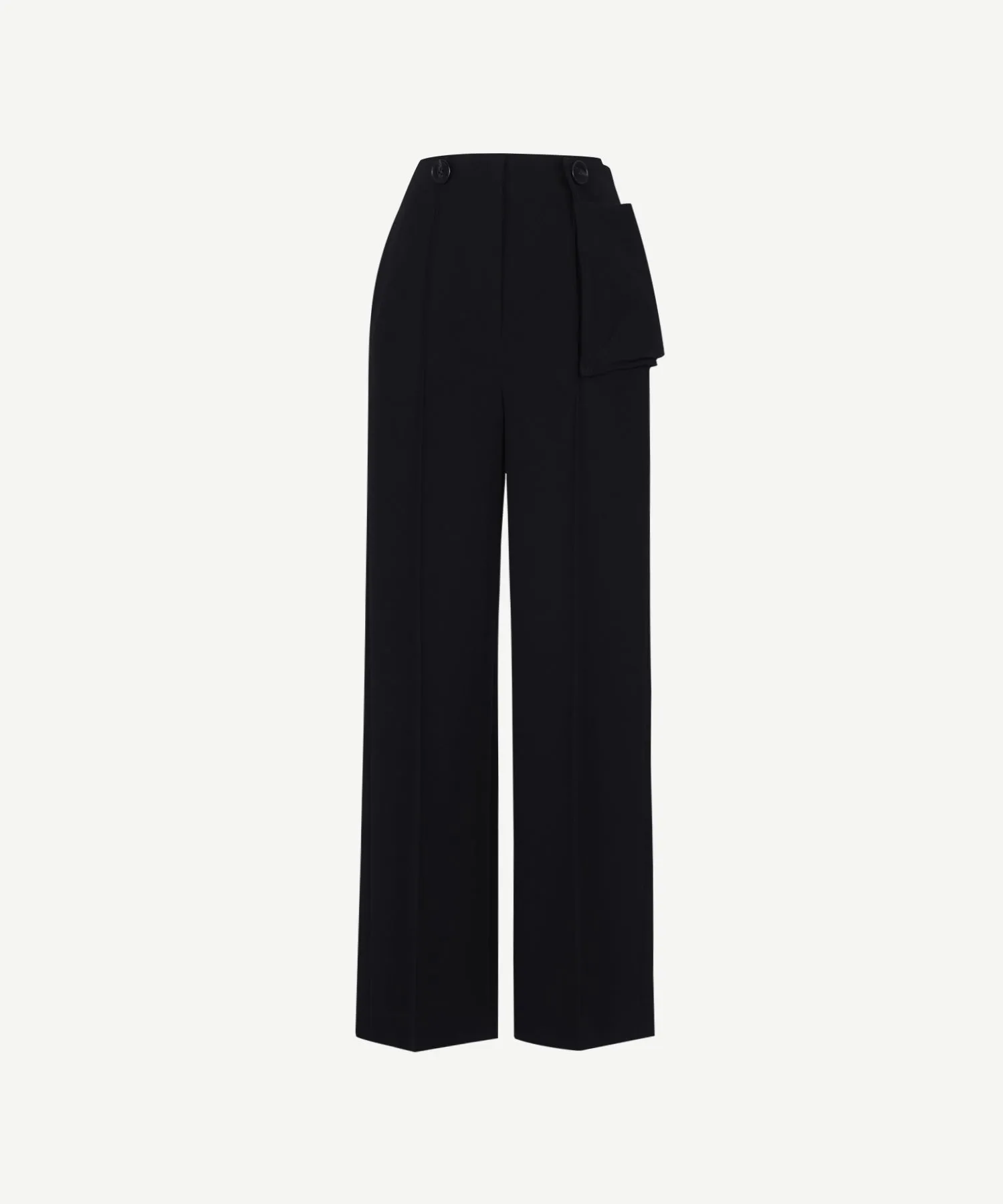 [Restocked] Black buttoned waist pouch trousers