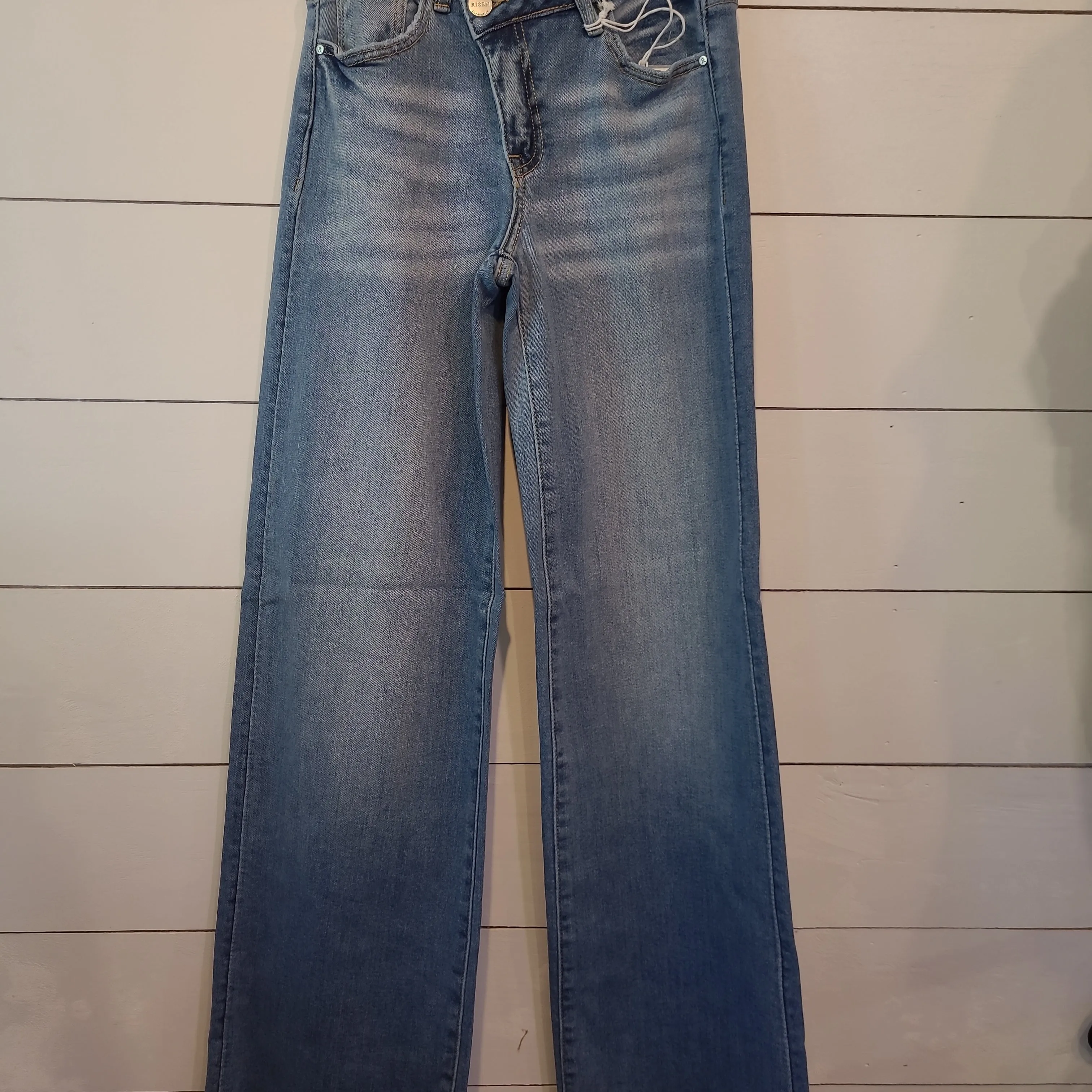 Risen Crossover Wide Leg Denim