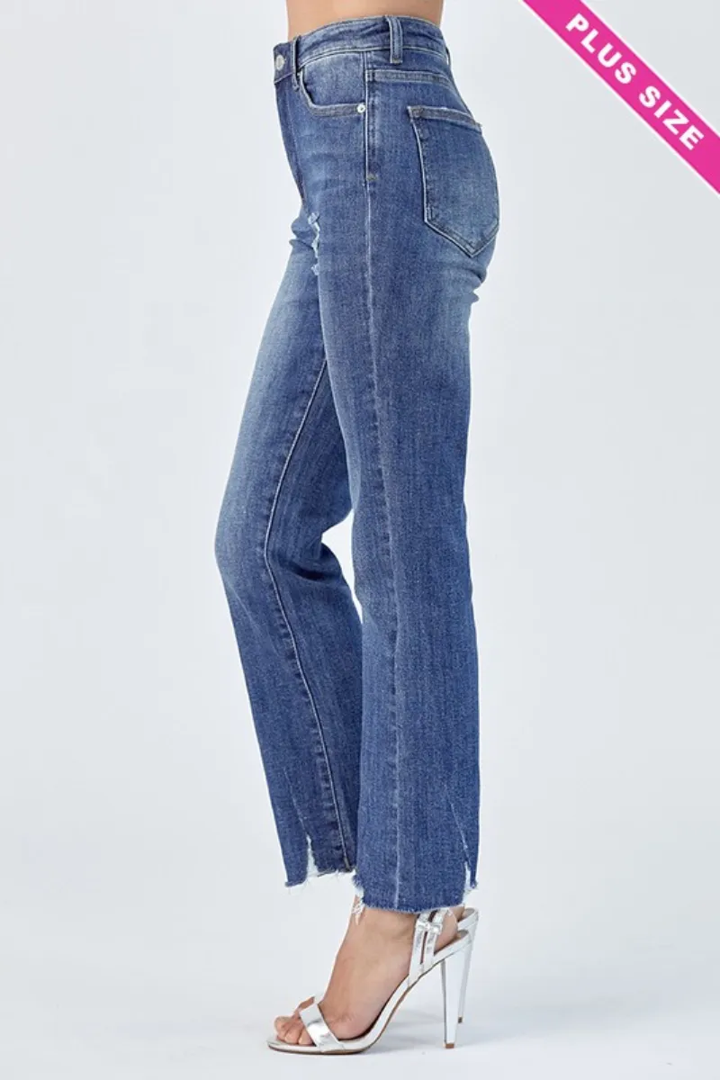 Risen Curvy Raw Hem Jeans