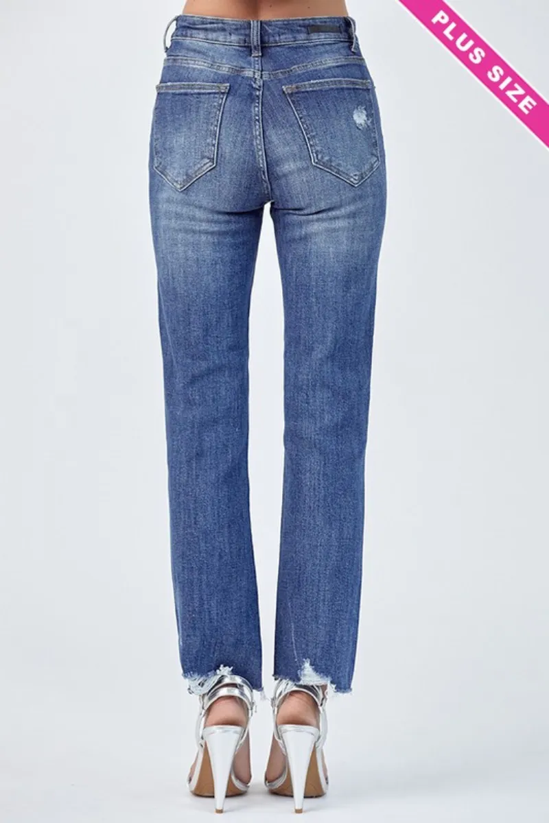Risen Curvy Raw Hem Jeans