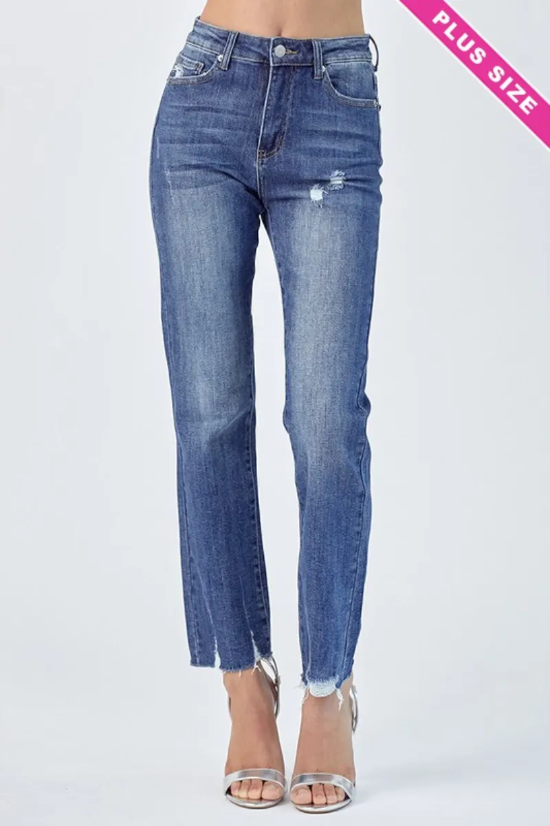 Risen Curvy Raw Hem Jeans