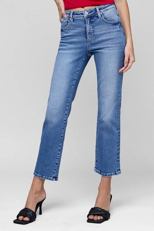 RISEN High Rise Crop Straight Jeans *TUMMY CONTROL*