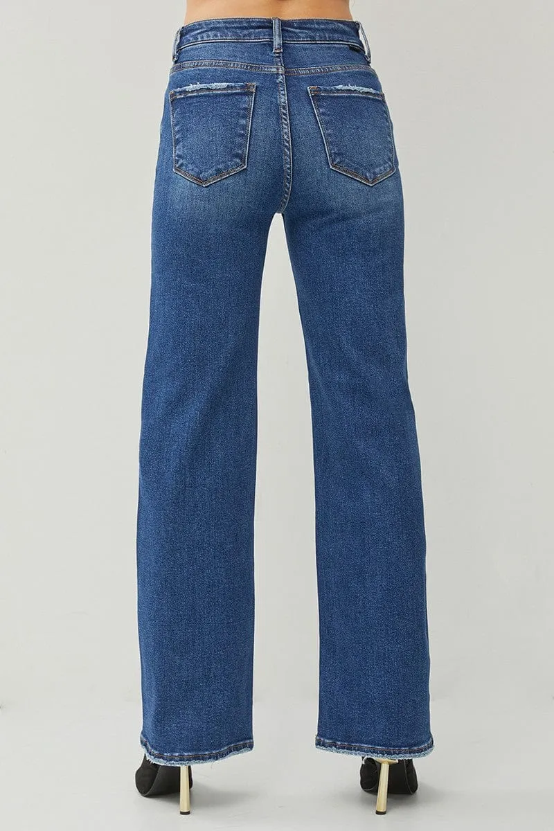 Risen High Rise Straight Jeans In Dark