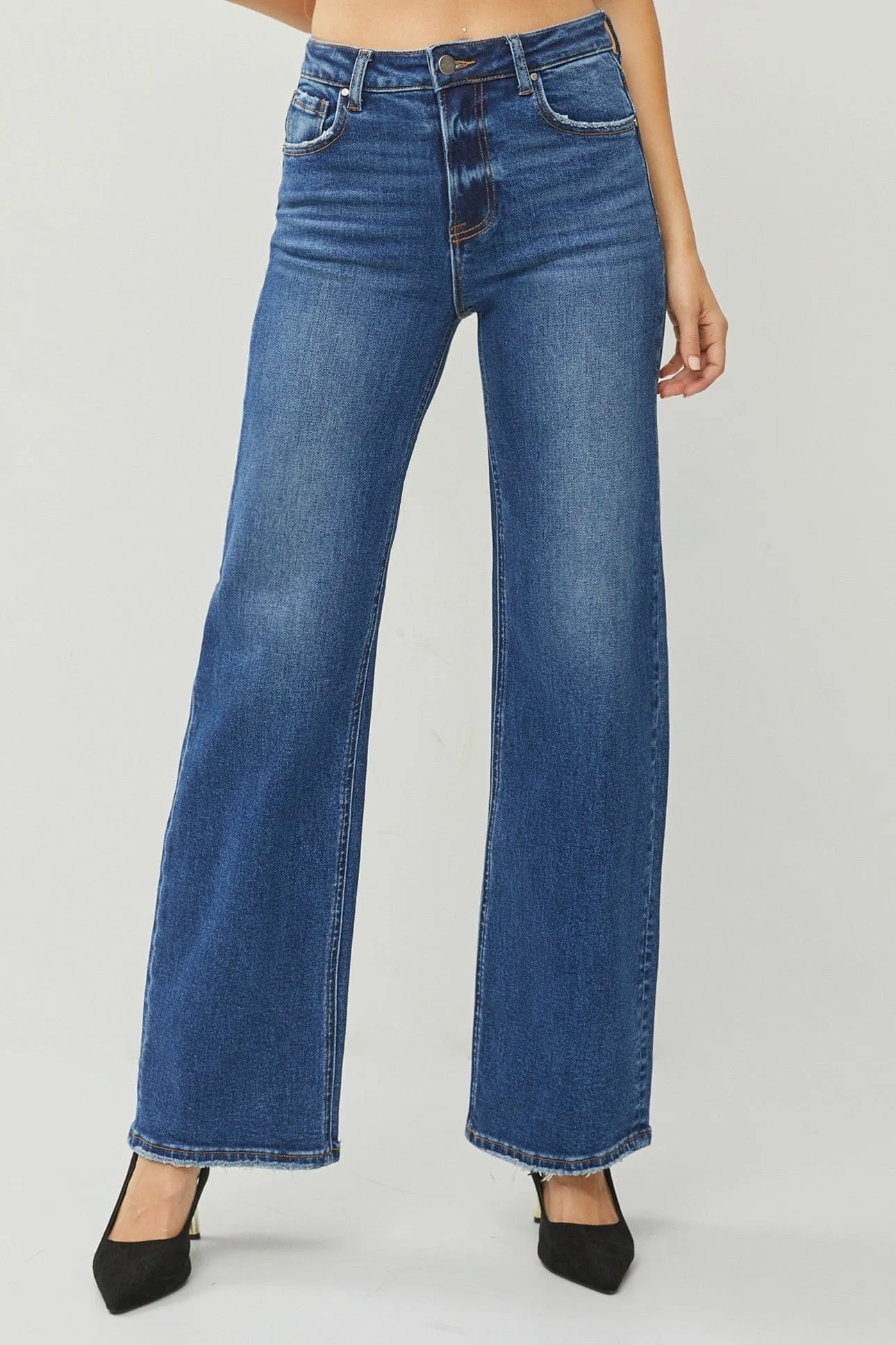Risen High Rise Straight Jeans In Dark