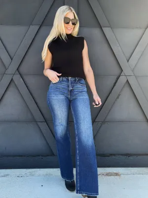 Risen High Rise Straight Jeans In Dark
