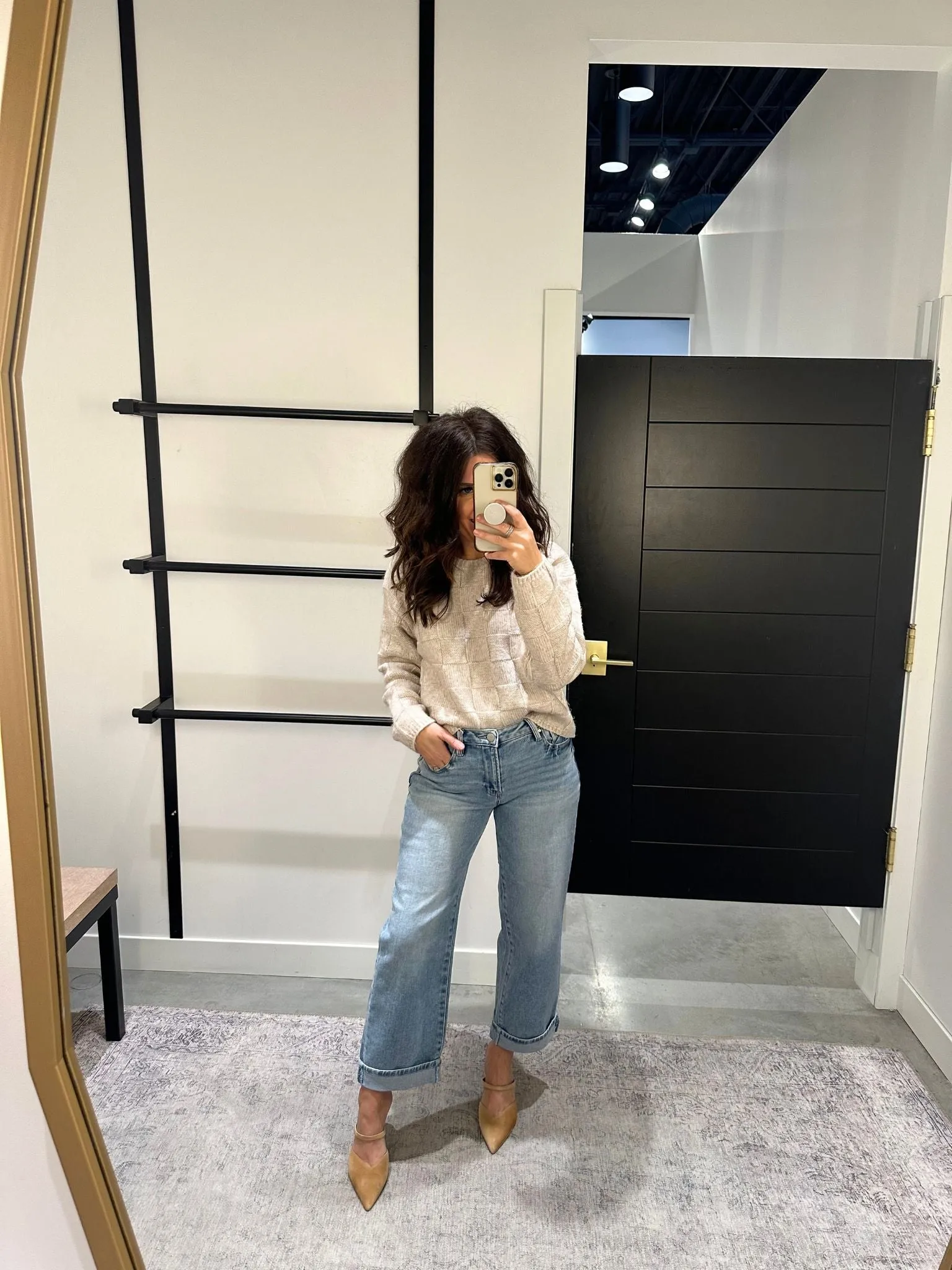 RISEN Light Mid Rise Ankle Barrel Turn Up Cuffed Jeans