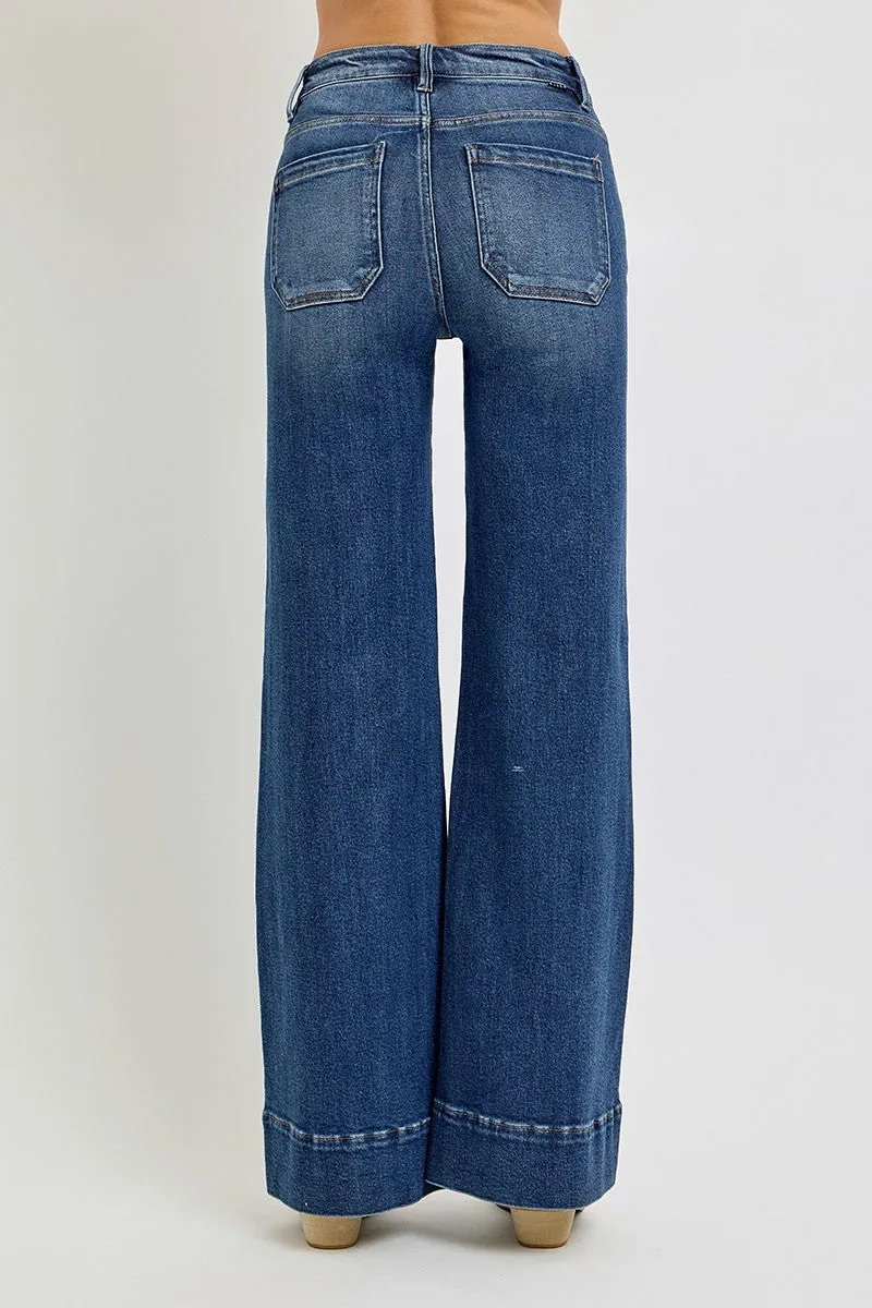 Risen Patch Pocket Wide Flare Jeans