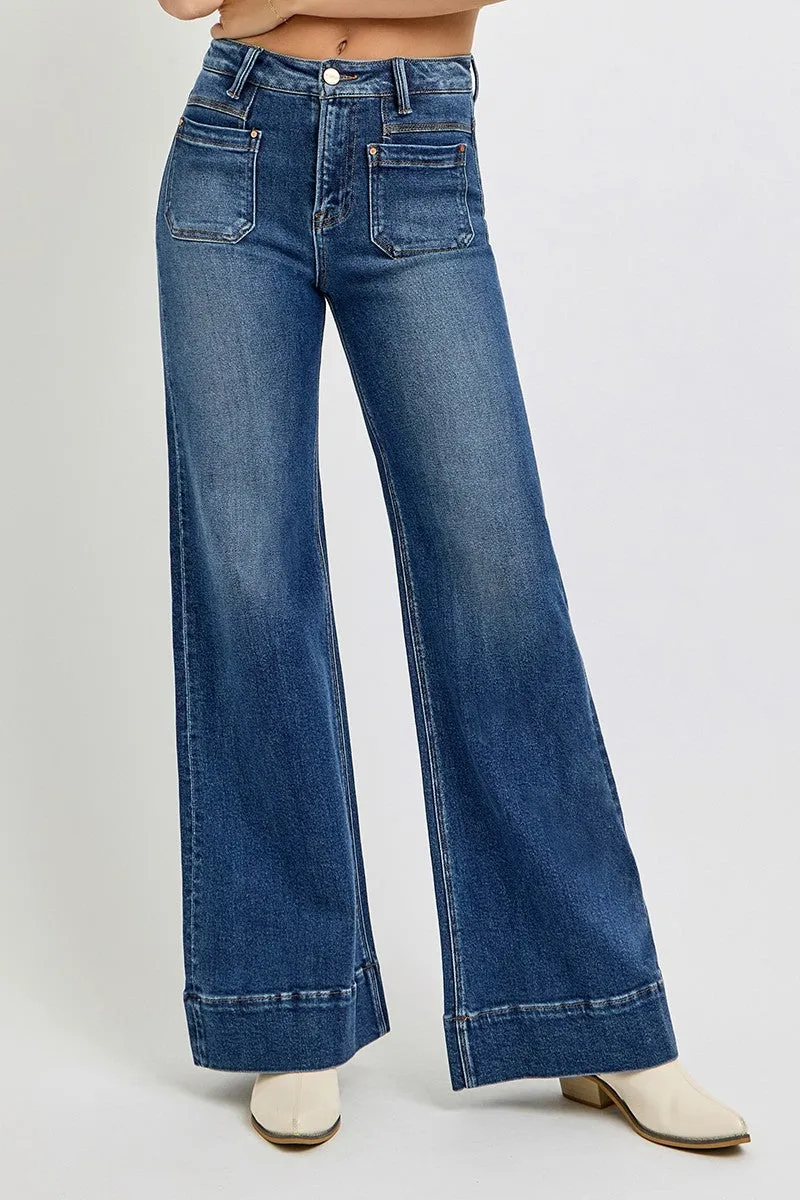 Risen Patch Pocket Wide Flare Jeans