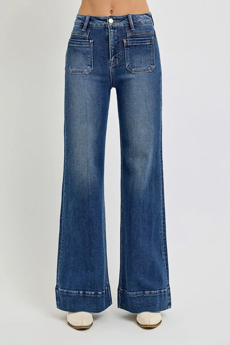 Risen Patch Pocket Wide Flare Jeans