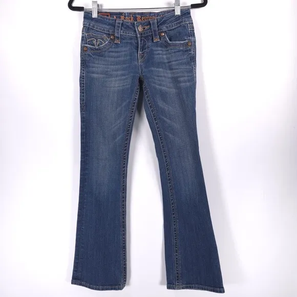ROCK REVIVAL Deborah Boot Jeans Low Rise Size 26