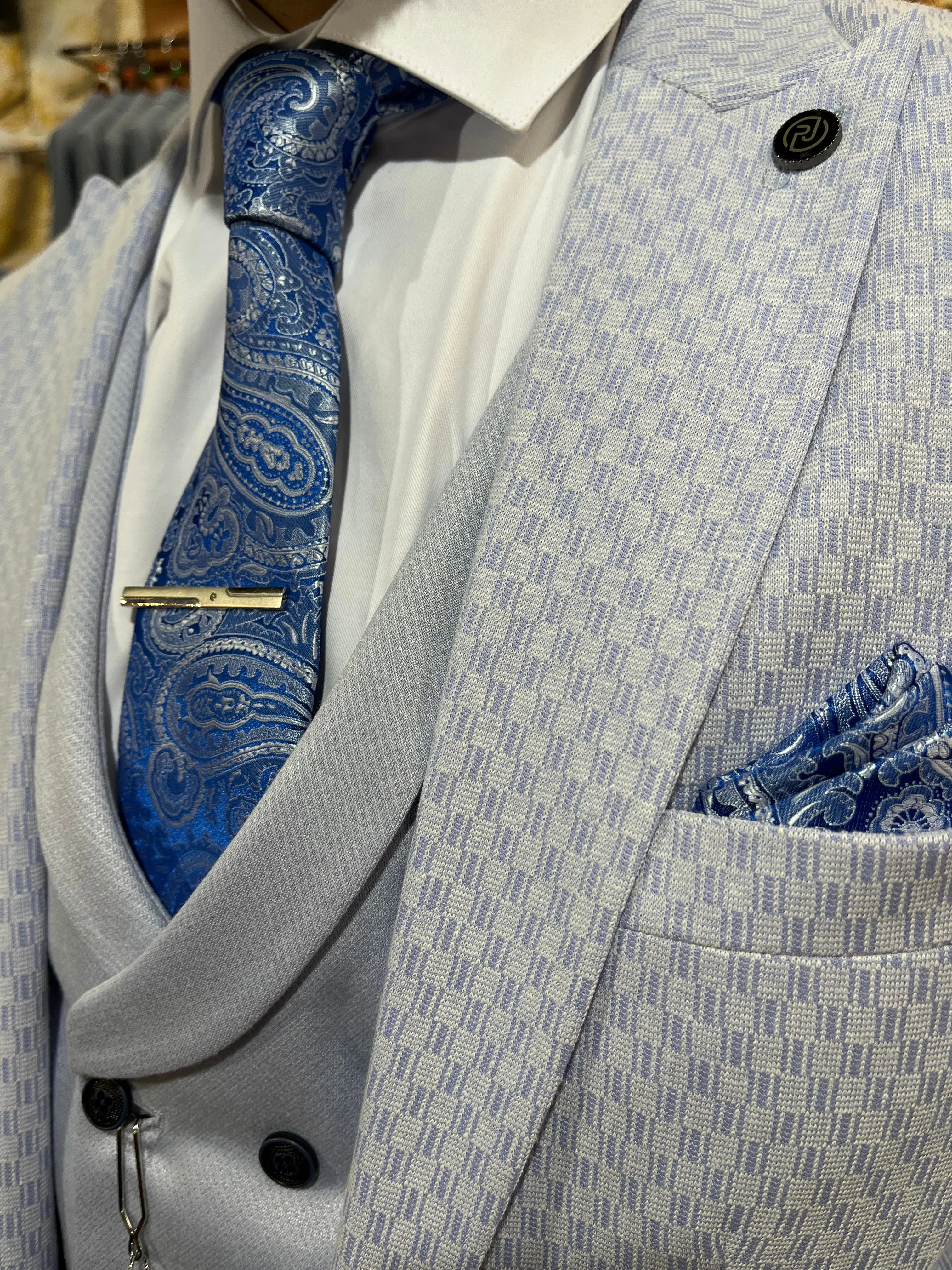 Ronaldo - Baby Blue 3 Piece Suit