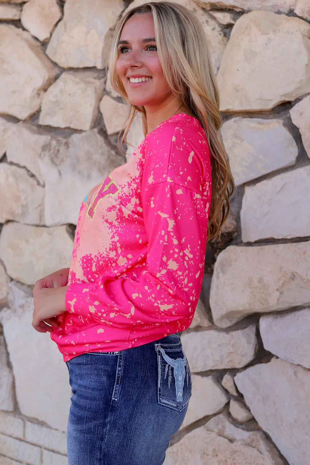 Rose Glitter HOWDY Graphic Western Tie Dye Sweatshirt
