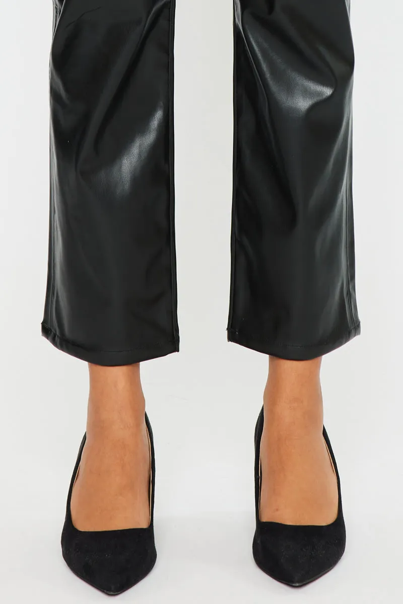 Rudi High Rise Faux Leather Slim Straight Leg  Jeans