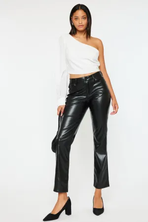 Rudi High Rise Faux Leather Slim Straight Leg  Jeans