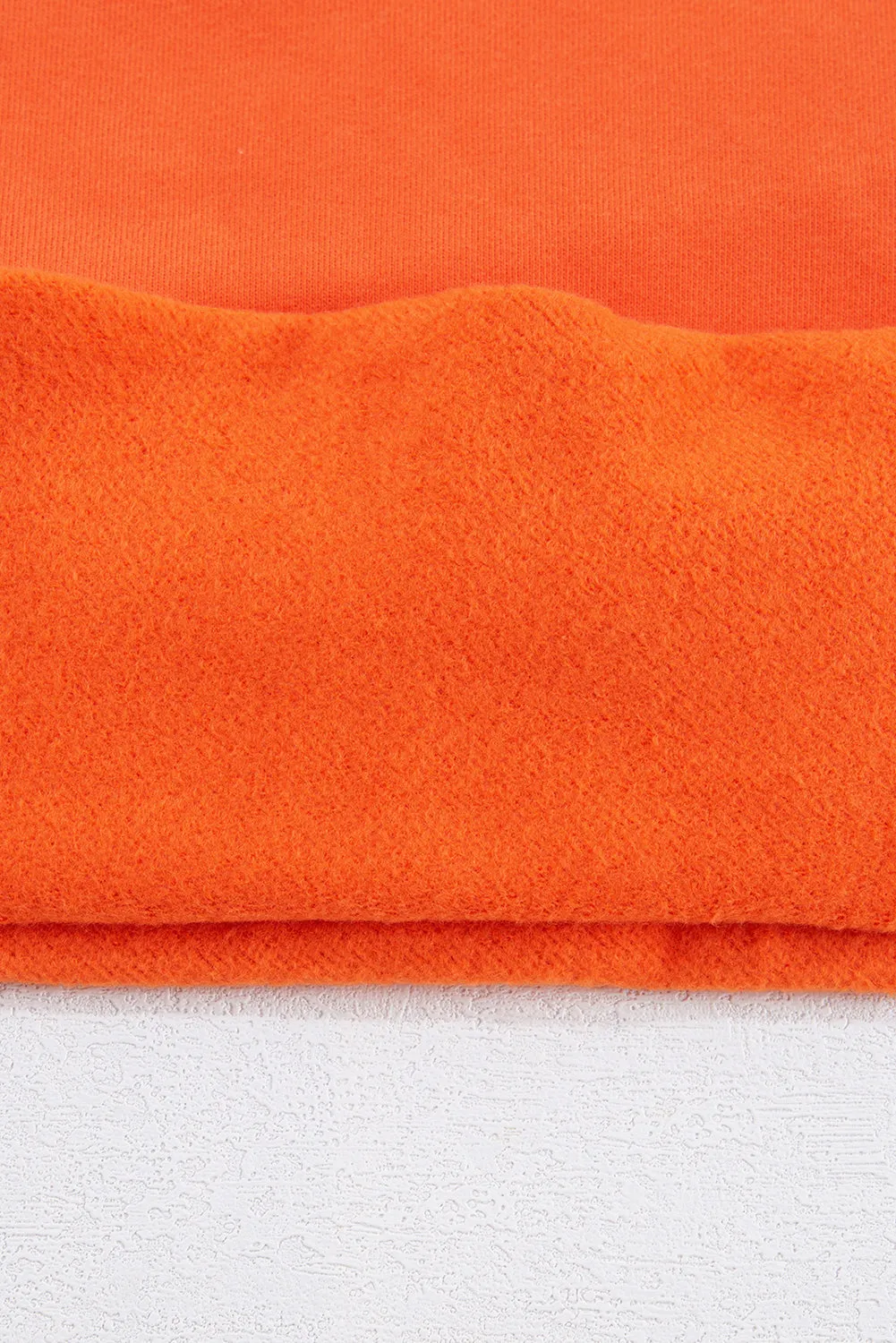 Russet Orange Solid Fleece Lined Drop Shoulder Terry Sweatshirt