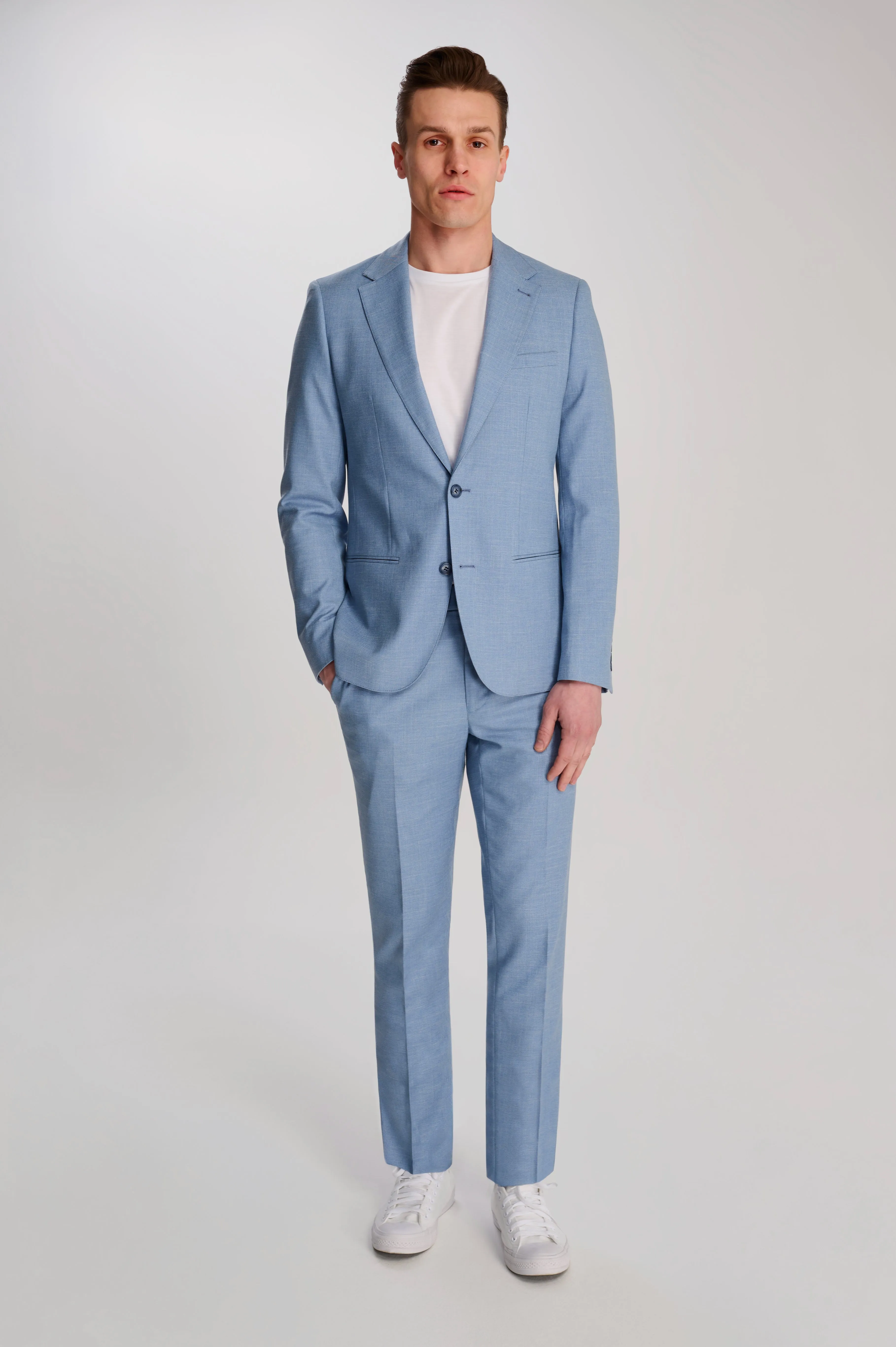 Sandro Slim Fit Linen Look Suit Jacket in Light Blue