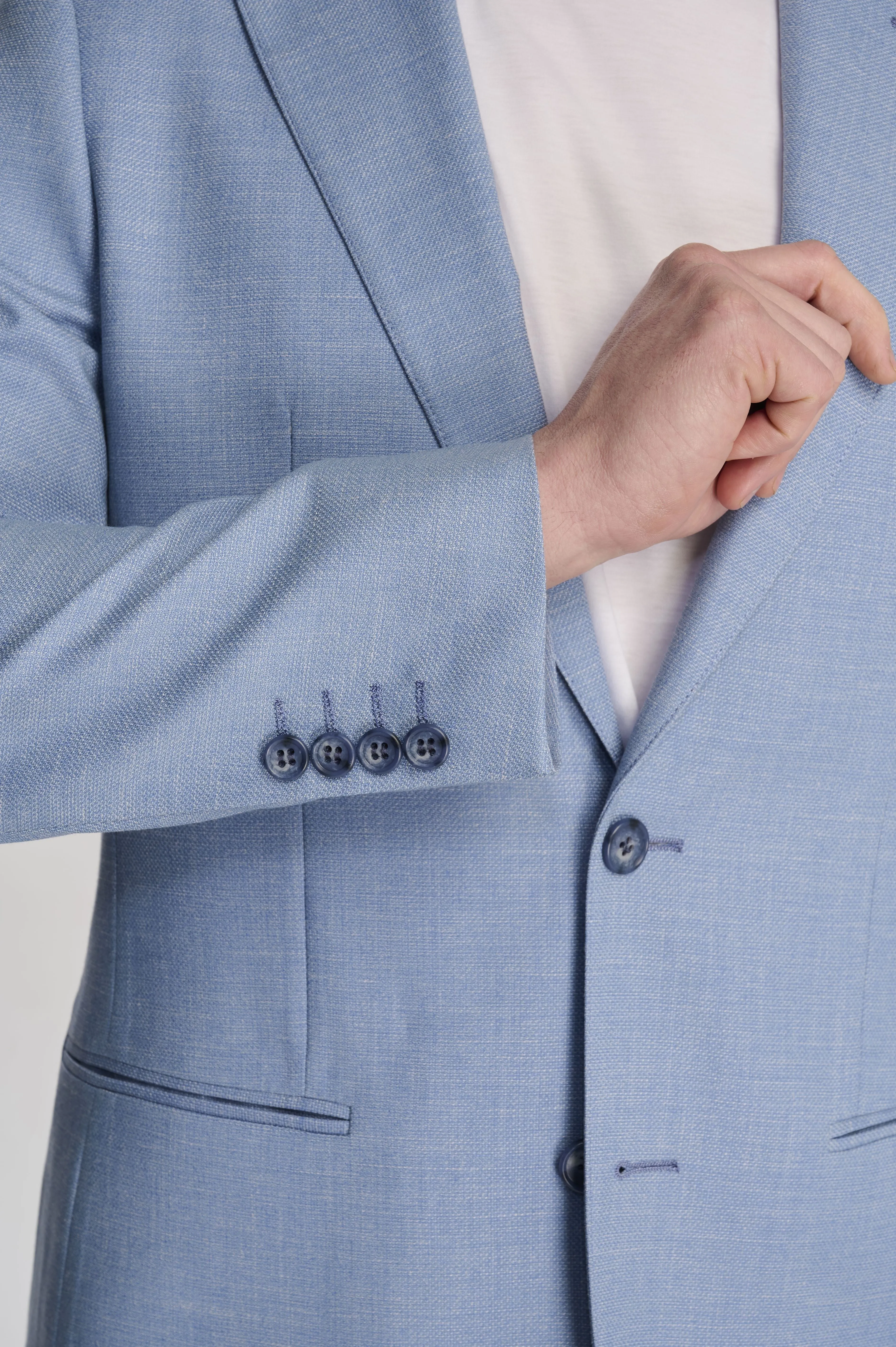 Sandro Slim Fit Linen Look Suit Jacket in Light Blue