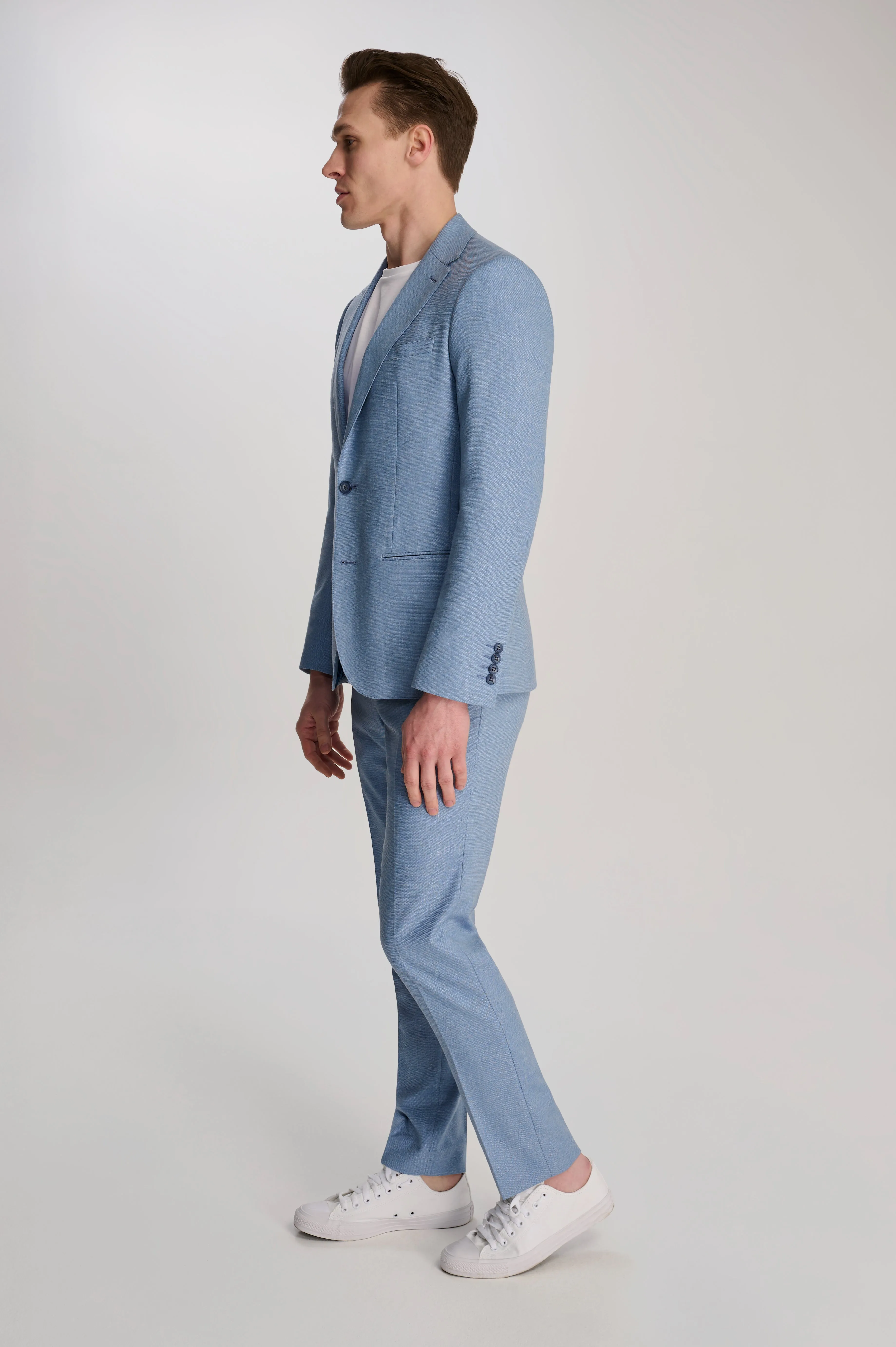 Sandro Slim Fit Linen Look Suit Jacket in Light Blue