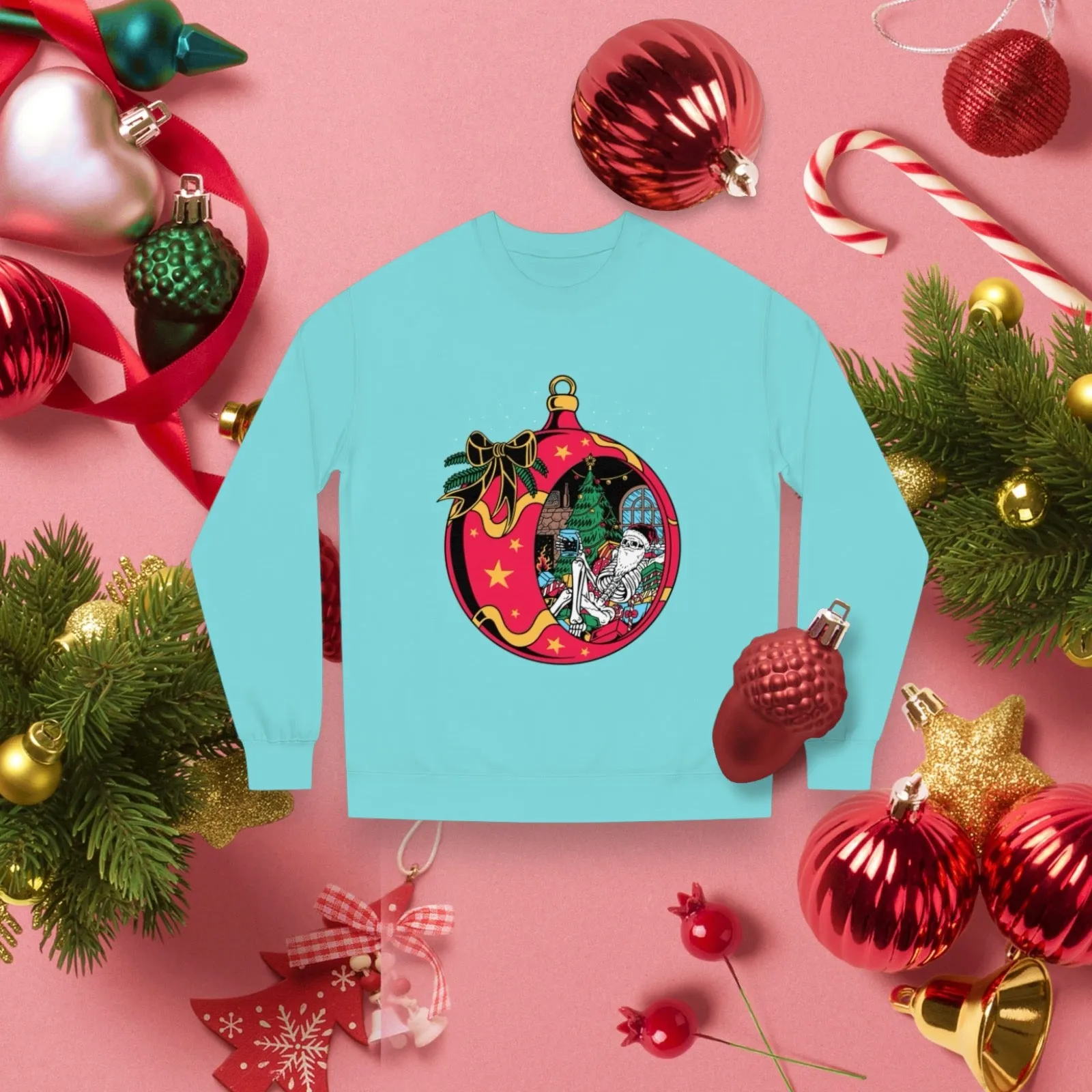 Santa Skeleton Unisex Crew Neck Sweatshirt