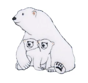 Sew On Motifs Lace Jeans Dresses Appliques Patches 6.2 cm -Polar Bear With Cubs
