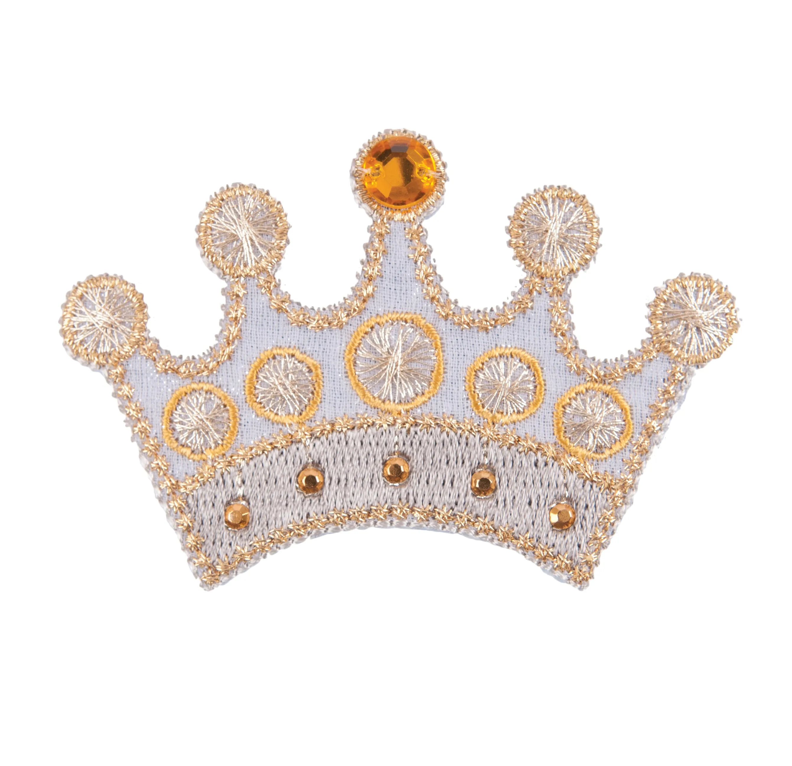 Sew On Motifs Lace Jeans Dresses Garments Applique Patches 5.5cm -Gem Gold Crown