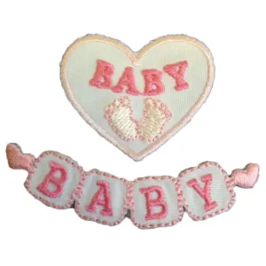 Sew On Motifs Lace Jeans Dresses Garments Appliques Patches 5.5 cm x 1.5 cm -Pink Baby Blocks