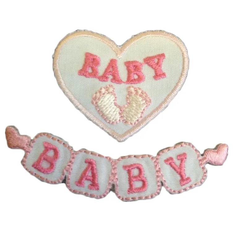 Sew On Motifs Lace Jeans Dresses Garments Appliques Patches 5.5 cm x 1.5 cm -Pink Baby Blocks