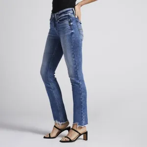 Silver Jeans Suki Mid Rise Frayed Hem Straight Leg Jeans Sz 32 X 31 Inseam