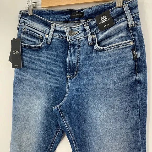 Silver Jeans Suki Mid Rise Frayed Hem Straight Leg Jeans Sz 32 X 31 Inseam