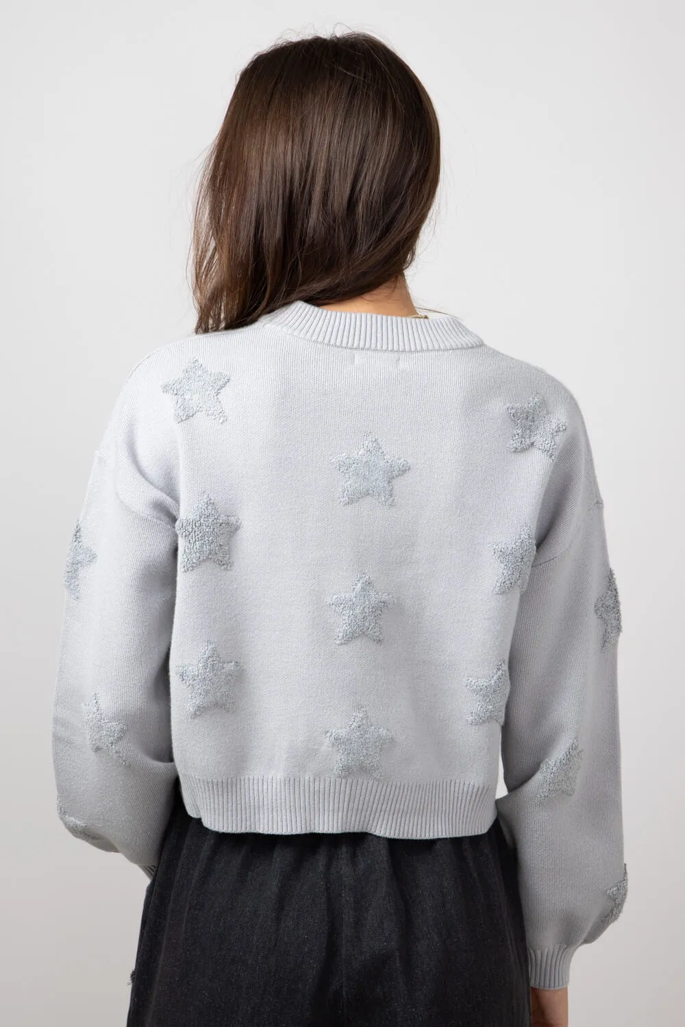 Simply Southern Cropped Star Sweater for Women in Grey | PP-0224-SWTR-CRP-STAR
