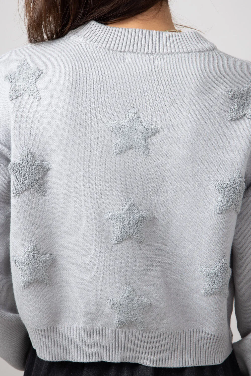 Simply Southern Cropped Star Sweater for Women in Grey | PP-0224-SWTR-CRP-STAR
